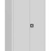 Handy lockable steel storage cabinet in RAL 7035 grey with double doors