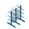 Heavy-duty double-sided cantilever racking for long goods storage (1500 mm upright spacing)