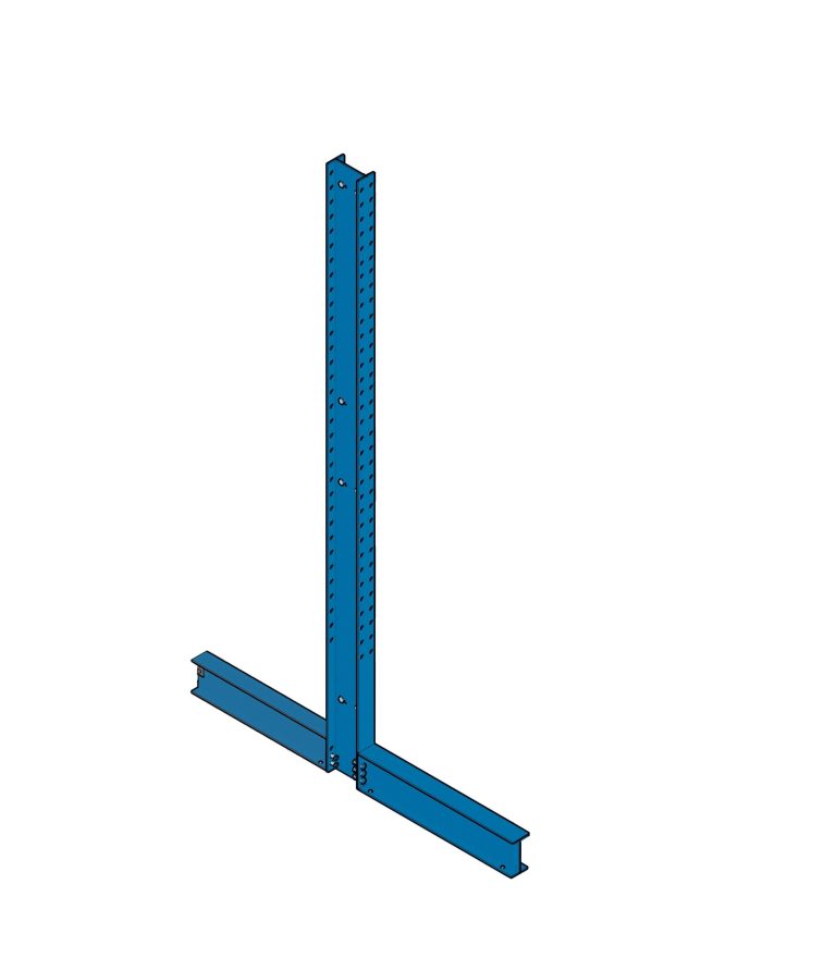 Heavy-duty cantilever racking double-sided upright (column) with base, for long goods storage