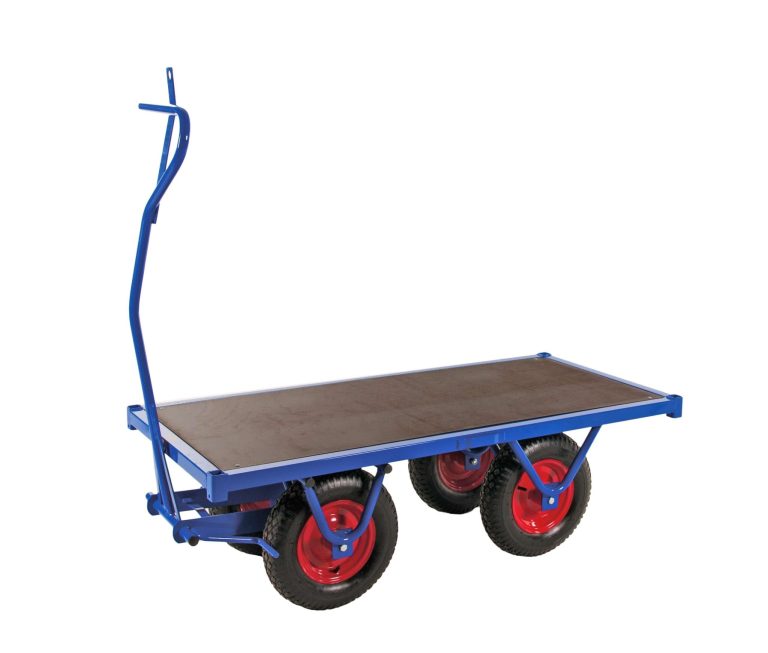 Heavy Duty-flakvagn 800 kg med plywoodflak och 400 mm luftgummihjul