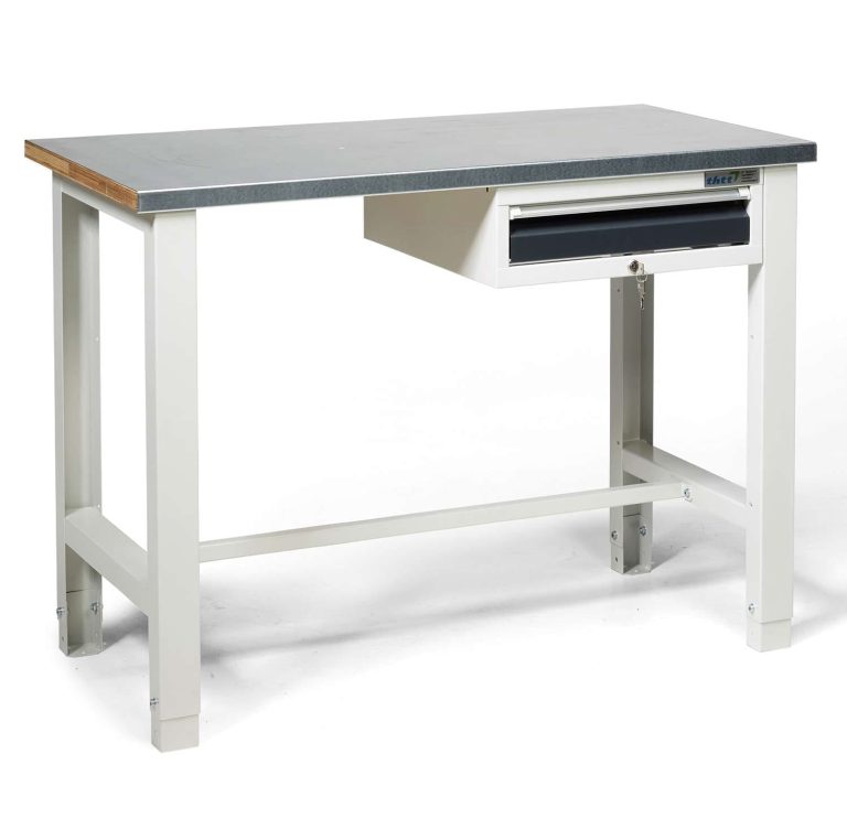 Handy Industrial heavy-duty industrial workbench with steel-edged wooden worktop and under-bench drawer unit