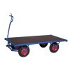 Heavy Duty turntable platform trolley with drawbar, plywood deck and pneumatic tyres, 1500 kg