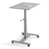 Height-adjustable mobile desk with gas spring adjustment, braked castors and 600 x 800 mm desktop