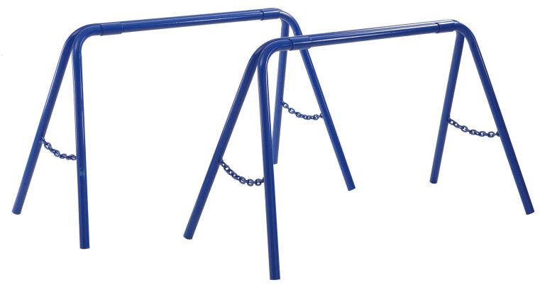Blå hopfällbar skivbock från Kongamek med metallram