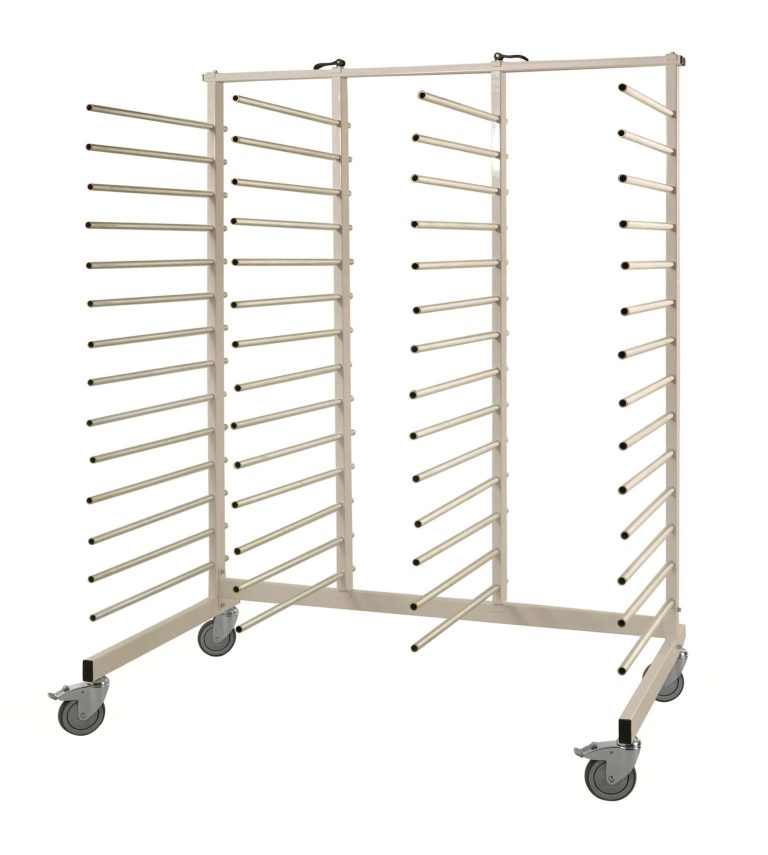 White adjustable industrial drying trolley with 300 kg capacity