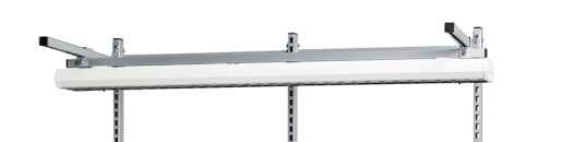 Industrial workbench light 2 x 54 W mounted above an electric workbench accessory frame