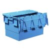 Blue Integra attached lid container with two-part hinged lid