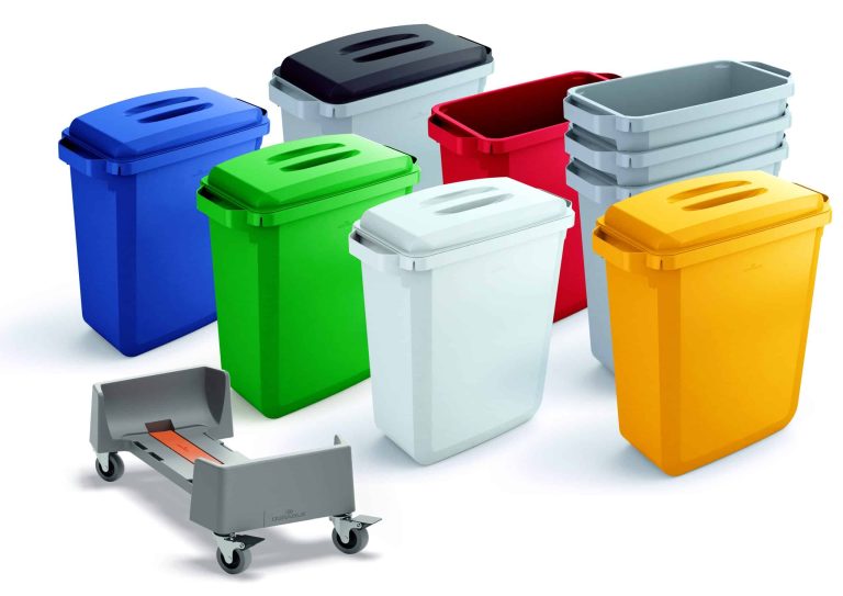 Källsorteringskärl 60 liter i plast i flera färger för avfallssortering