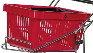 Röd kundkorg 27 liter med ergonomiska handtag