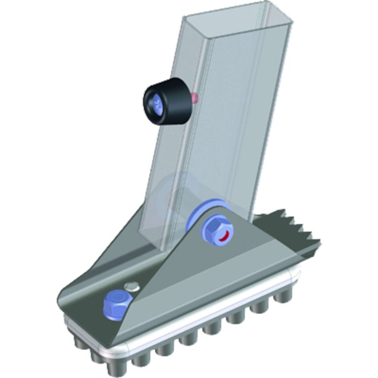 Ladder pivot foot with rubber tread and ground spike, 125 x 50 mm