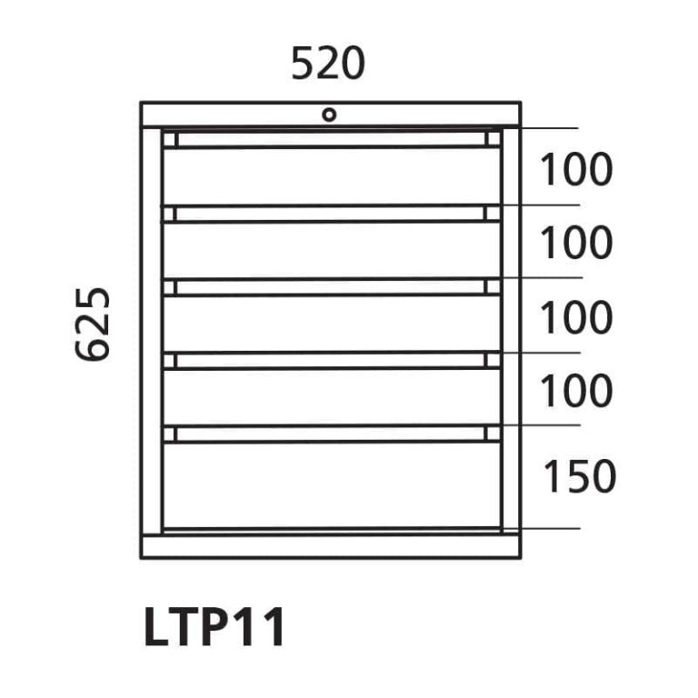 Lådhurts 11 till Handy Industrial-arbetsbänk med 5 lådor och mått 520 x 550 x 625 mm.