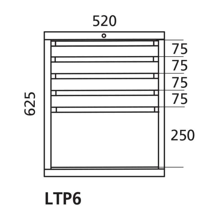 Lådhurts 6 Handy Industrial med 5 lådor för arbetsbord, mått 520 x 550 x 625 mm