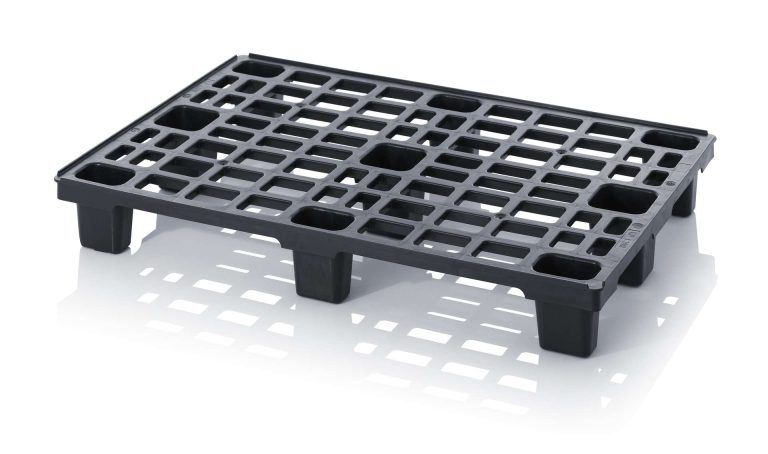 Lätt plastpall Teho 800×600 mm med 6 fötter och upphöjd säkerhetskant