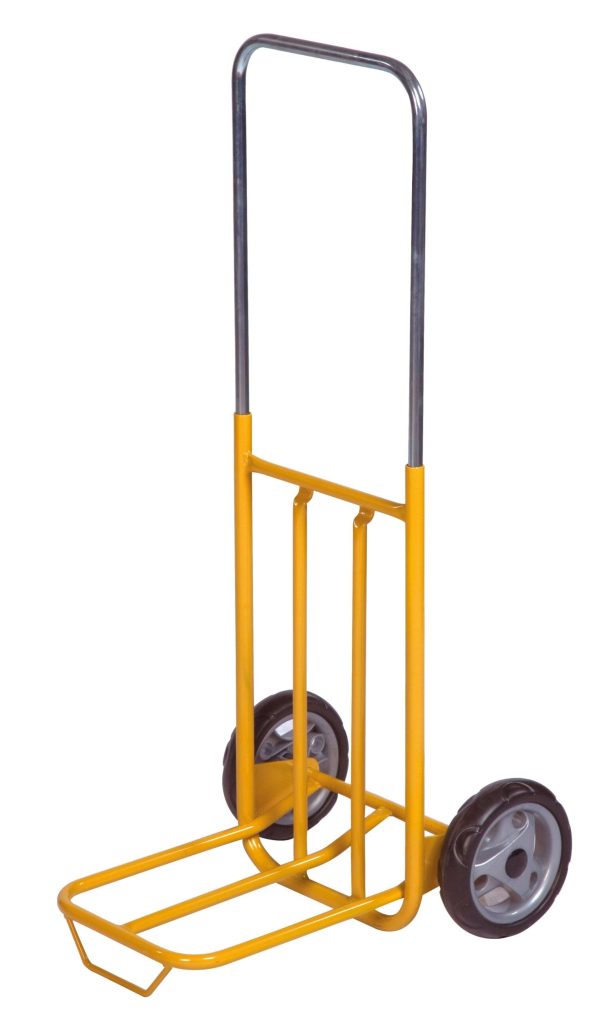 Hopfällbar säckkärra 50 kg med 180 mm gummihjul, gul pulverlack