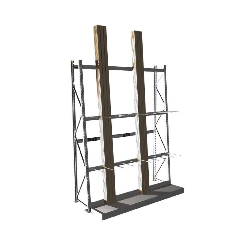 Light-Duty Vertical Storage Racking foot cover fitted at the base of a vertical storage rack for long profiles