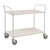 White light shelf trolley with double handles and two steel shelves