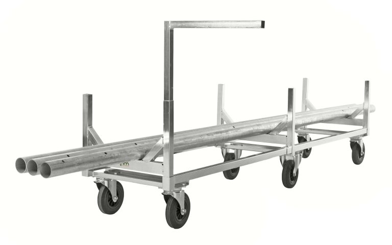 Electro-galvanised long goods trolley with 800 kg load capacity