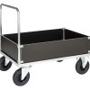 Low-sided platform trolley 500 kg with galvanised steel frame and solid rubber castors