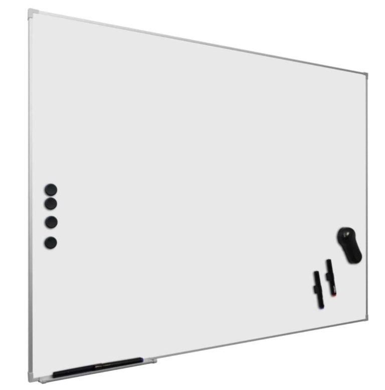 Magnetic whiteboard with aluminium frame and pen tray for meeting rooms