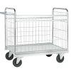 Mail trolley 300 kg with removable mesh sides and 160 mm solid rubber wheels