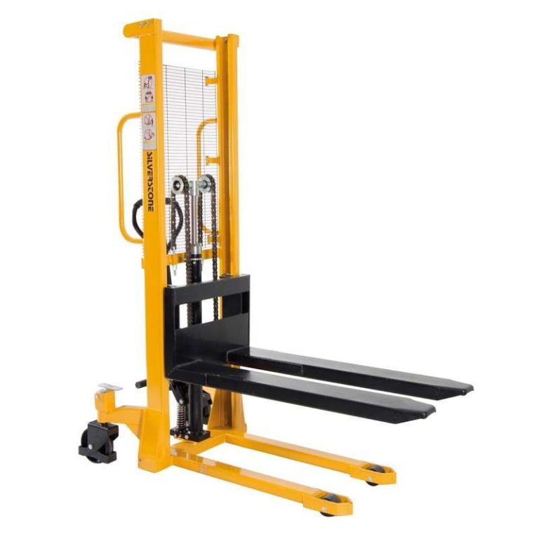 Manuell staplare med fotpump 1000 kg med 1150 mm gafflar för pallhantering