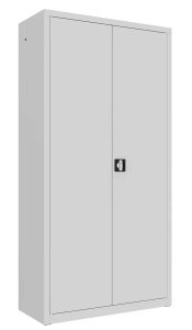 Lockable metal cabinet in powder‑coated steel, with adjustable shelves