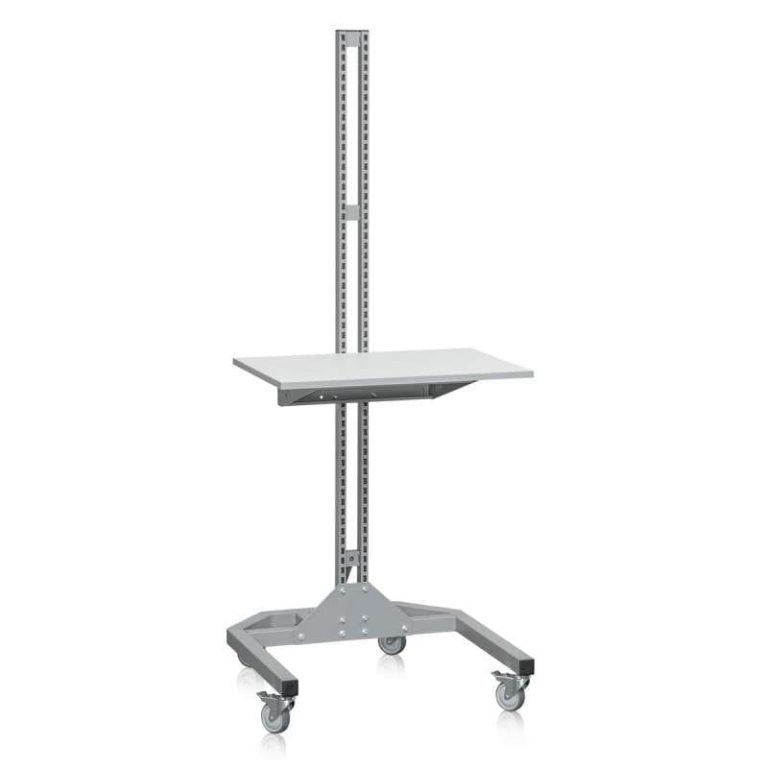 Mobil arbetsstation 800×600 mm, höjdjusterbar, på hjul.