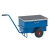 Blue 160 L mobile site box with pull handle and Ø 260 mm wheels