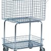 Multi-purpose wire basket trolley with two steel wire baskets and swivel castors