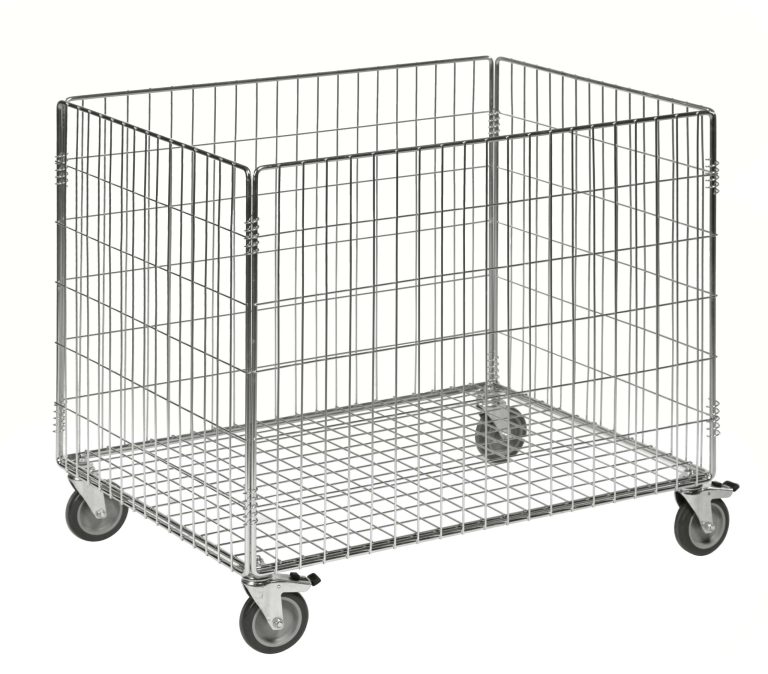 Elförzinkad nätvagn 830 × 630 mm med fyra länkhjul