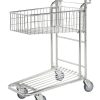 Nestable stock trolley with fixed deep basket and lower platform, 300 kg