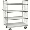 9000 Series order picking trolley with 4 shelves, adjustable upper shelves and solid rubber castors