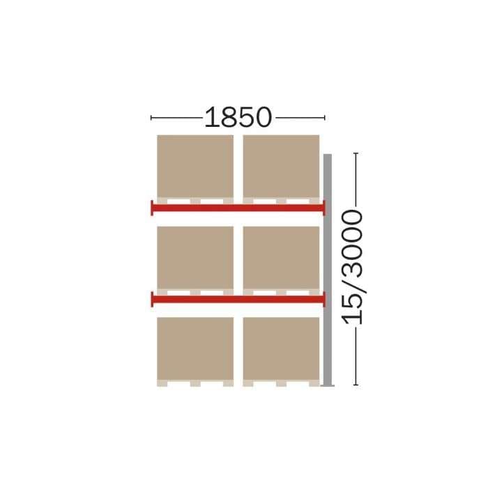 Påbyggnadssektion till pallställ för 6 EUR-pallplatser, H 3000 mm (Constructor P90)