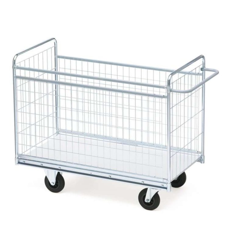 Paketvagn serie 300 med gallersidor och fyra hjul, maxbelastning 300 kg