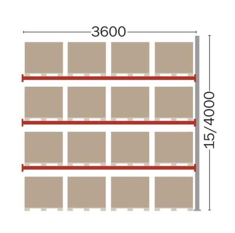 Pallet racking extension bay for 16 EUR pallets