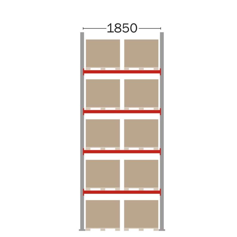 Euro pallet racking starter bay, 1850 mm bay width, H 5000 mm, 10 EUR pallet positions
