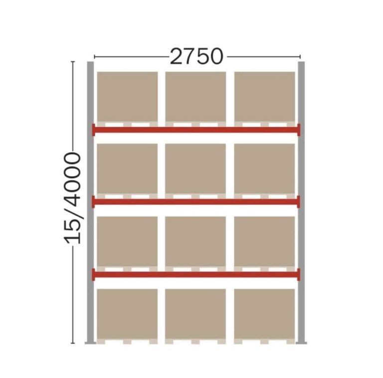 Dexion P90 pallet racking starter bay, 4000 mm high, 2750 mm wide, 12 Euro pallet positions