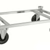 Electro-galvanised pallet trolley with pallet holders and solid rubber castors