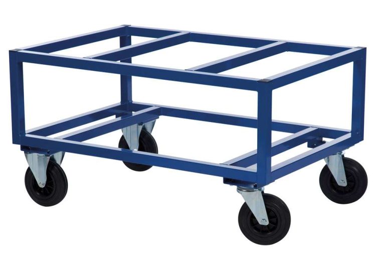 Blå pallvagn för EUR-pall 1200 × 800 mm med 800 kg kapacitet