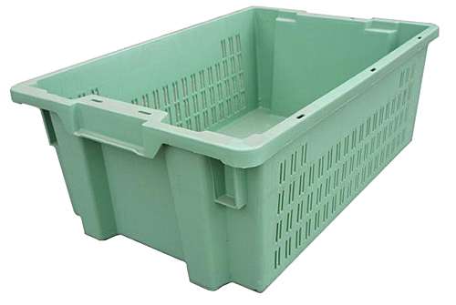 Green perforated stack and nest plastic crate, 40 L, 600 x 400 x 220 mm