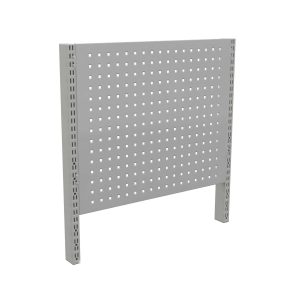 Perforated tool panel with hooks neatly organising workshop tools
