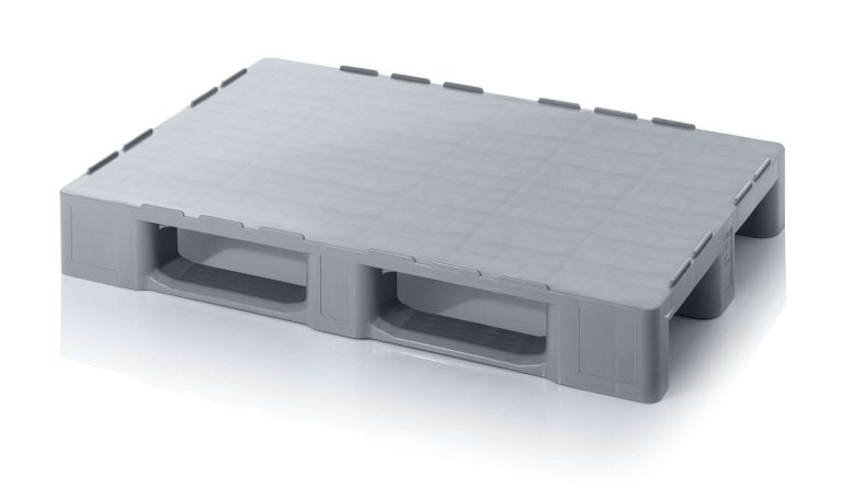 Grå plastpall för renrum i EUR-format 1200 x 800 mm med slät HD-PE-yta