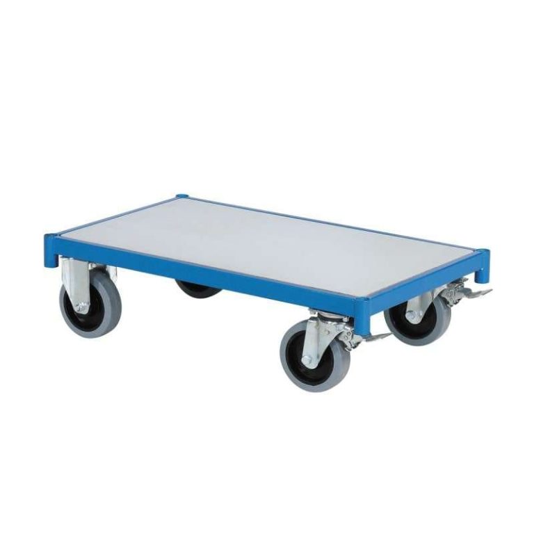 Heavy-duty platform trolley 800 kg with open deck and four castors