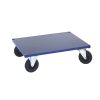 500 kg platform trolley with low MDF deck and solid rubber castors