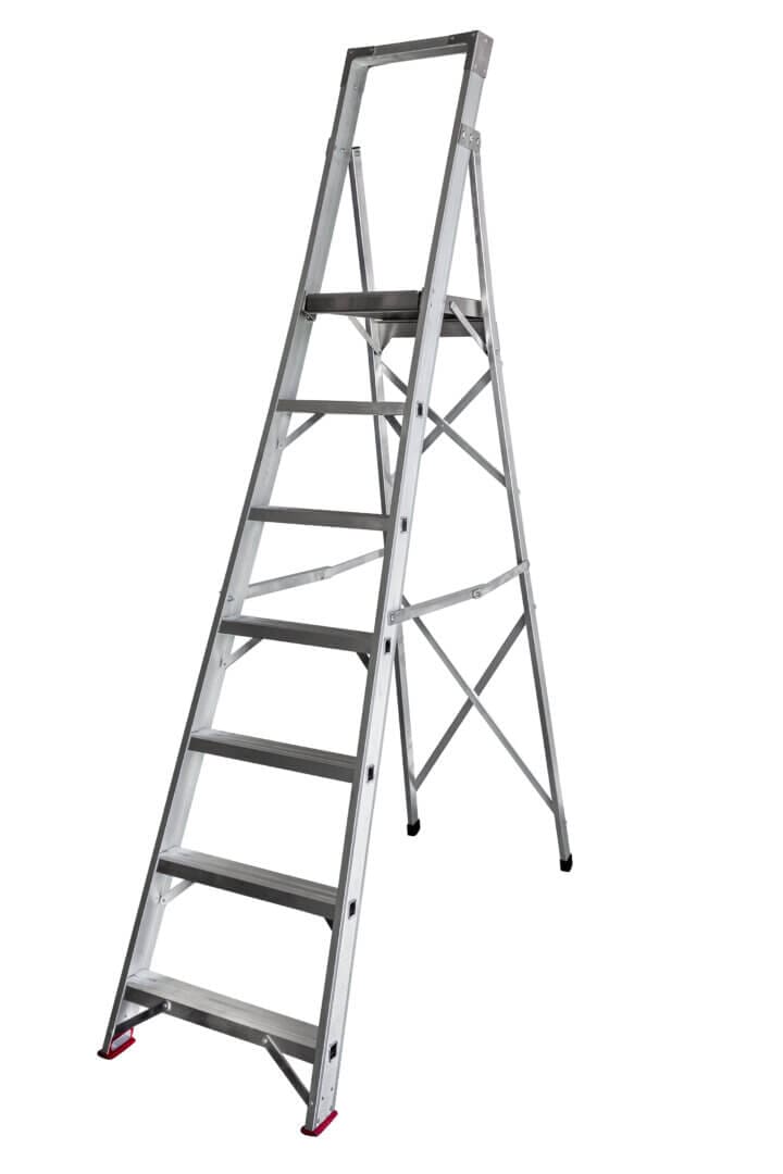 Plattformsstege TT, 7 steg, aluminiumstege med räfflade steg och TPE‑fötter