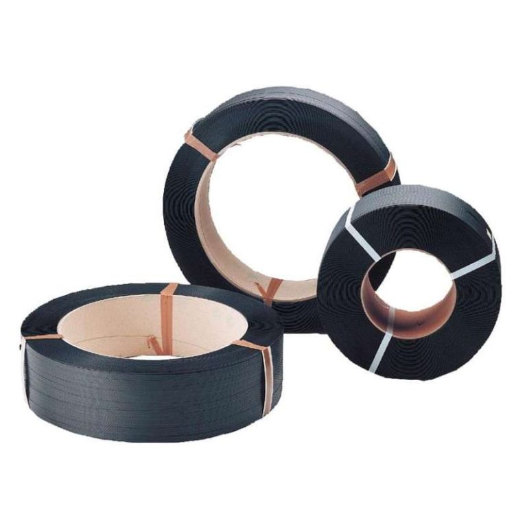 Black polypropylene strapping rolls, PP strapping 16 mm x 0.80 mm, 1500 m roll, core Ø407 mm