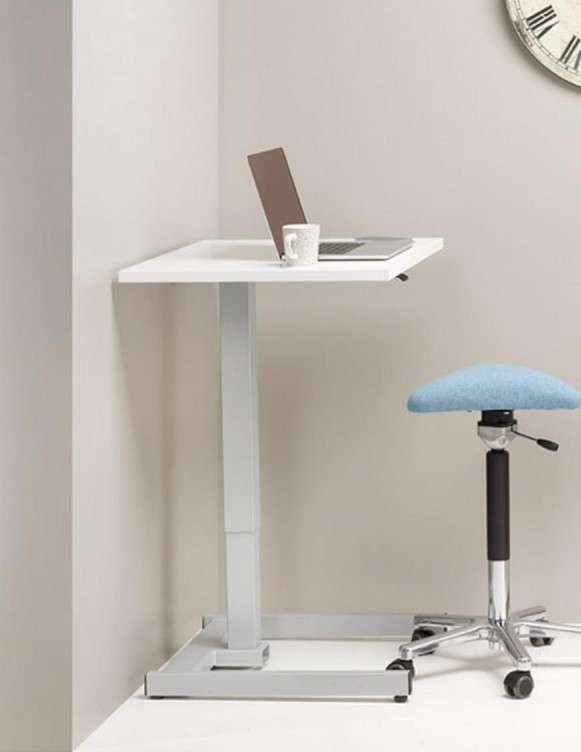 Pops height-adjustable sit-stand desk with white melamine tabletop
