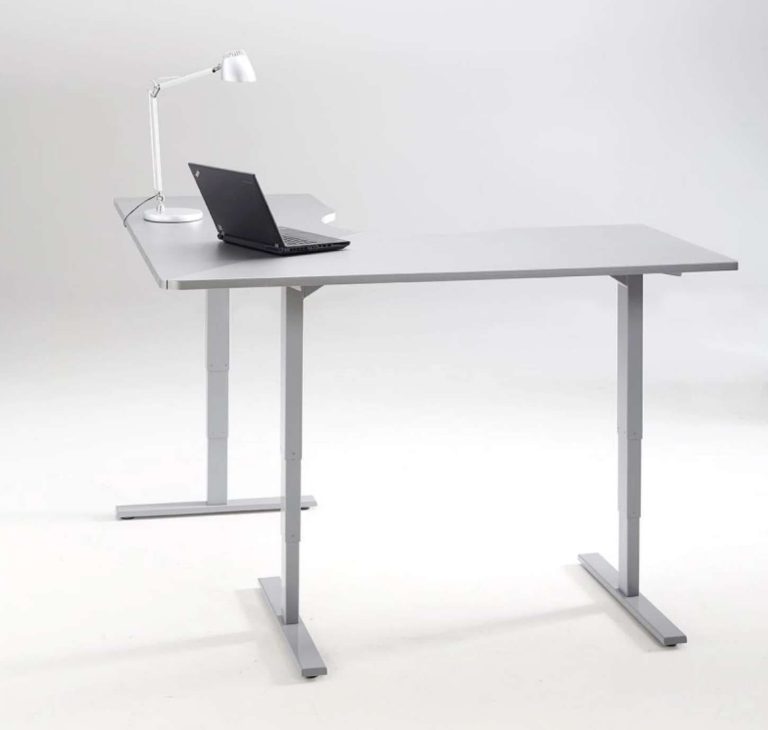 Pro corner desk top for electric standing desk with curved front cut-out