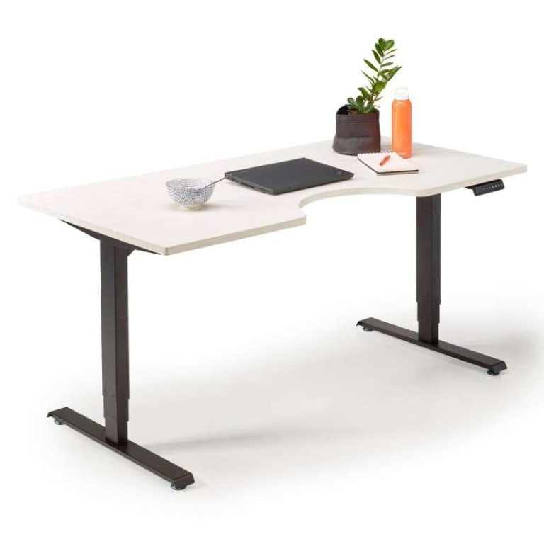 Pro ergonomic desk top with rounded cut-out for electric height adjustable desk