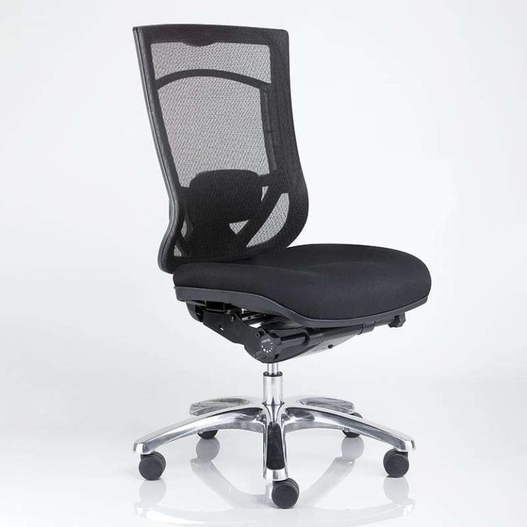 ProNet 6 ergonomic mesh office chair with black seat and metal five-star base